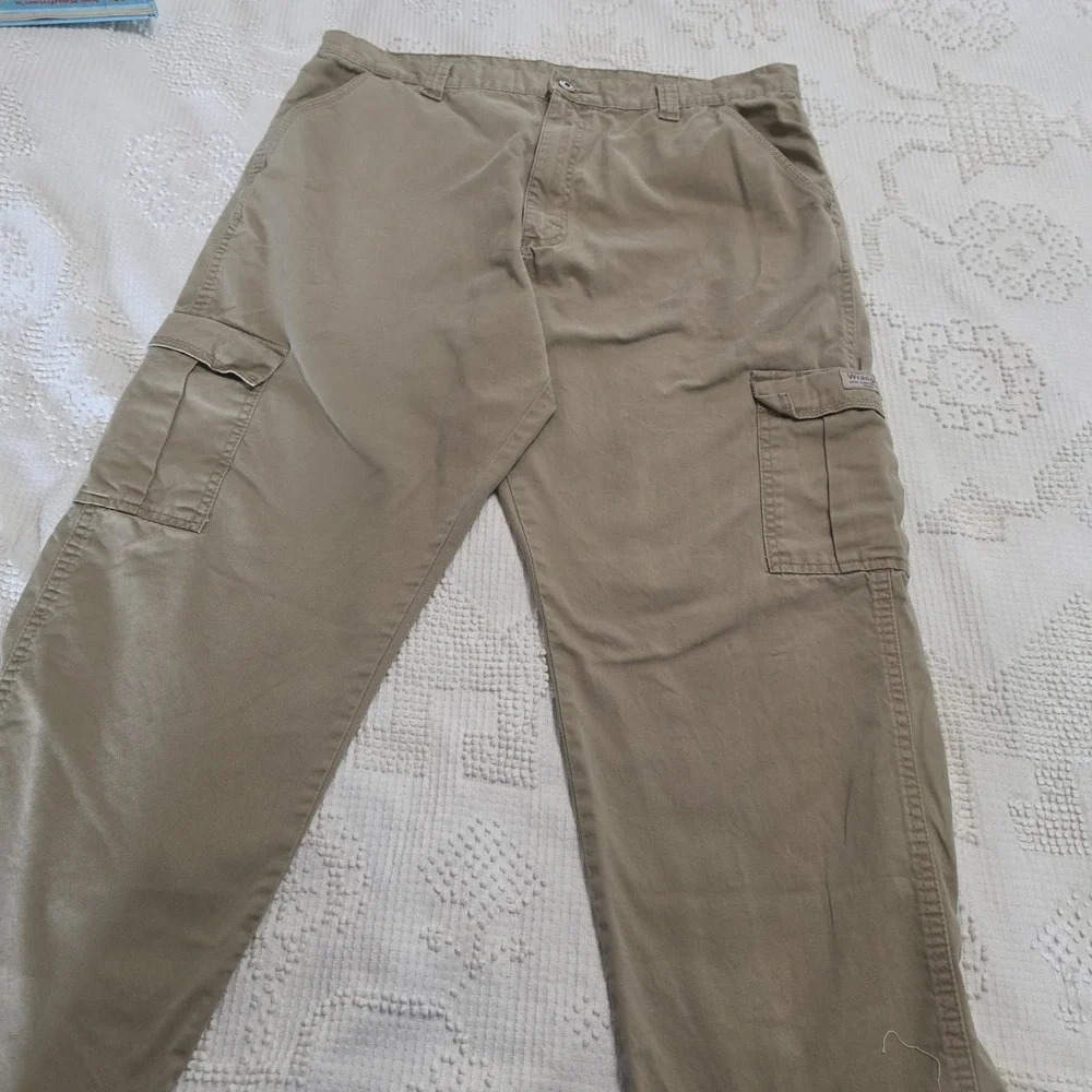 Wrangler Cargo Work Pants 38 x 29 Utility 100%‎ Cotton Light Brown Men's